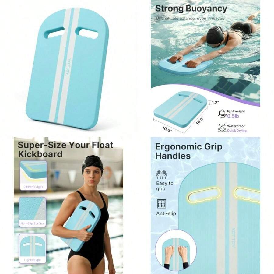Swim Kickboard High-Buoyancy Swimming Kickboard For And Adults, EVA Foam Kickboard For Swim Training, Non-Slip Kick Board For Pool Workouts, Durable Swimming Board Blue - Blue - View 1