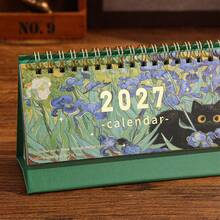 2027 Desktop Calendar Oil Painting Art Creative Theme, Daily Monthly Portable Schedule Table Planner Date Organizer Desk Weekly Calendars Oil Painting Small Size For Home Office Supplies New Year And Presents Birthday Room Decoration - Single Piece - View 5
