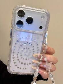 Niche Ins Transparent Star Vortex Phone Case Compatible With Apple 16/17 Pro Max/ 15 Pro/14/13, Full Coverage Anti-Drop Protective Cover For Women - Clear - View 2