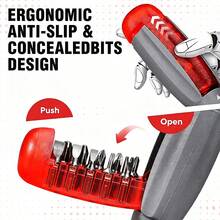 12-In-1 Professional Magnetic Ratchet Screwdriver, Multi-Function Precision Screwdriver Set Tool All-In-One, Portable Multi-Purpose Screwdriver, Hidden Storage Compartment Design, Includes Flat/Hex/Torx/Square Bits, Compact Storage And Easy To Organize, Effectively Saves Storage Space, Suitable For Car And Home Repair - Ratchet Screwdriver - View 4