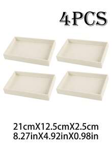 9 piezas/1 pieza Bandeja de joyería de terciopelo de gran capacidad Caja de almacenamiento de joyería Organizador de joyería Caja de almacenamiento multifuncional con compartimentos independientes, Estante de exhibición de joyería apilable, Adecuado para aretes, collares, pulseras, anillos, pinzas para el cabello, diademas, etc. Día de San Valentín/Temporada de regreso a la escuela - Beis - Ver 28