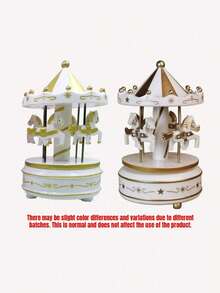 1 Carousel Music Box, Wind-Up Mechanism, Cake Shape, Gift - White - View 2