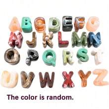 52pcs Acrylic Letter Beads, Tie-Dye Craft, Random Mixed Colors, Suitable For Handmade DIY Materials, Jewelry Making Materials, Keychains And Party Decorations, Cute Style, Ideal Accessories For Creative Handmade Crafts - Multicolor - View 11