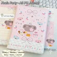 Koala Party A5 Leather Hardcover Colorful Page Notebook, Ins Style Highly Attractive Planner, Cute Girly Notebook For Students - Rectangle - View 7