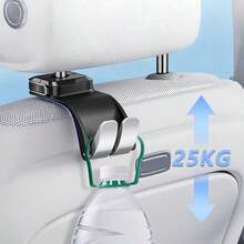 2件組汽車後座頭枕掛鉤，通用車用多功能雙掛鉤，耐重型ABS材質，承重55磅，360°可旋轉折疊隱藏式掛鉤，萬聖節車主禮物 - 一般款 - 查看 3