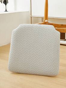 1 pieza Funda de taburete de unicolor con patrón, estilo moderno, de felpa, para muebles de restaurante, funda de silla apta para la mayoría de las sillas - Gris Claro - Ver 5