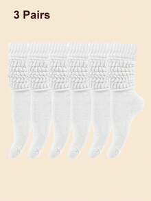 10 pares de calcetines holgados de burbuja de moda multicolor para mujer, cómodos calcetines clásicos de estilo europeo hasta la rodilla, casuales y ajustados a media pantorrilla, múltiples cantidades disponibles: 1/3/4/5/6/7/8 pares - Blanco - Ver 8