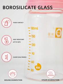 1個 180ML/220ML 寬口玻璃嬰兒奶瓶，軟奶嘴防脹氣防嗆咳，耐熱精準刻度，適合新生兒、嬰兒及寶寶飲用牛奶與水 - 粉色 - 查看 8