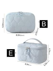 1/4pcs Heart-Shaped Quilted Makeup Bag, Blue Home Storage Bag With Zipper, Sweet Cute Bow Makeup Bag Set, Multi-Functional Travel Toiletry Bag, Can Store Skincare Products, Portable Sorting Storage Bag, Suitable For Home, Travel, Dorm, Foam Quilted Beauty Bag, Back To School Essential, Women's Clutch - Blue - View 17