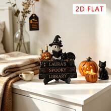 1pc Vintage Halloween Wooden Decor, Cute Ghost Chair Shaped Reading Ornament, Gothic Style Pumpkin & Bat Decoration, Suitable For Living Room, Kitchen Countertop And Party Decor - Multicolor - View 7