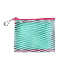 Bolsa de almacenamiento de malla con doble cremallera, bolsa de maquillaje de doble capa visible, ultraligera, resistente al desgaste, duradera, con asa para monedas. - Verde - Ver 10
