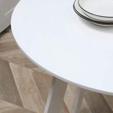 Round Dining Table, Kitchen Table, Side Table, Dining Room Table, Tapered Legs, White, 72x72x75 Cm - 白色 - 查看 6