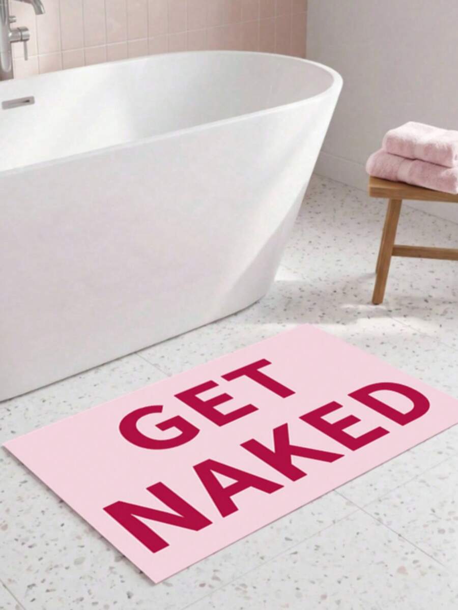 1pc English Jacquard Absorbent Doormat, Home Entrance Mat, Foot Mat, Bathroom Absorbent Bath Mat