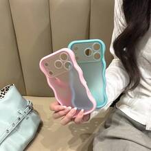 Korean Style Dopamine Wavy Edge Matte Translucent Phone Case Compatible With Apple 17 Pro Max, 16 Pro, 17, 15 Pro, 15 PM, 17 Pro, Creative Niche Premium Full Coverage Couple Case - Pink - View 4