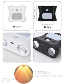 1 Set (2pcs): 1 Remote Control + 1 Smart Wall Light, 16-Color Smart Sensor RGB Wall Light Night Light, Magnetic Installation, Remote Control Operation, USB Rechargeable, Suitable For Bedroom, Living Room, Game Room And Holiday Party Lighting - 4-head Cat Eye Motion Sensor Wall Light - View 11