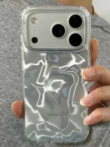 閃亮亮片不規則水波紋亮面 IMD 手機殼，適用於 iPhone 17 Pro Max 17 Pro 17 16 Pro Max 16 Pro 16 15 Pro Max 15 Pro 15 14 Pro Max 14 Pro 14 13 Pro Max 13 Pro 13 12 Pro Max 12 Pro 12 11，可愛櫻桃紅亮面軟殼，時尚 Y2K 女孩禮物 - 銀色 - 查看 2