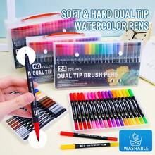12/24/36/48pcs Dual Tip Colorful Marker Art Pen Set (Diagonal Box, Gift Box Packaging), Suitable For Adult Coloring Books, Christmas Card Drawing, Note-Taking, Carving, Calligraphy, Journaling, Back To School - Multicolor - View 6