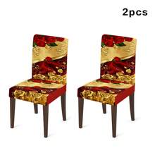 1/2/4/6/20 piezas, Fundas para sillas de comedor, Fundas de sillas de comedor de lujo europeo rojo & dorado con rosa, Protector universal para asiento de silla de comedor, Funda decorativa elegante y romántica para silla de comedor del hogar, Fundas para sillas de comedor desmontables & lavables, Regalo festivo, Regalo para el hogar - Multicolor - Ver 8