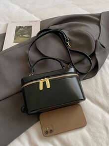 New Mini Box-Shaped Red Bucket Bag For Women, Chain Strap Handbag, Crossbody Bag, Versatile Small Purse - Black - View 7