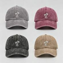 1pc Unisex Fashion Cartoon Coconut Tree Embroidery Retro Baseball Cap - Adjustable Baseball Cap Unisex Casual Hat, Perfect For Outdoor Sports, Travel - Grey - View 10