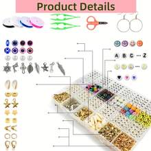 2 Boxes Polymer Clay Bead Set, 7,740 Pcs Total, 24 Colors Flat Round Beads With Gold Alphabet & Numeric Charms, Suitable For Adult DIY Bracelet & Necklace Jewelry Making Craft Kit - 2-24-7740pcs - View 2