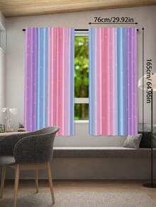 2 buah Tirai Semi-Transparan Poliester Motif Bintang Pelangi Gradien, Desain Modern untuk Semua Musim, 100% Poliester, Penyaring Cahaya, Dengan Kantong Batang, Mudah Digantung, Sempurna untuk Dapur, Ruang Cuci, Kamar Tidur, Ruang Belajar, Ruang Tamu - MultiWarna - View 11