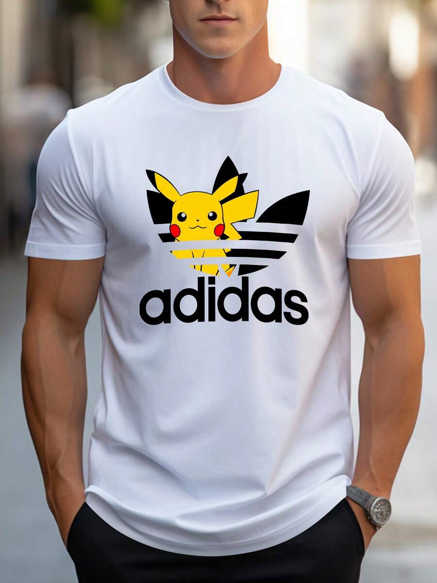 Men's Pure Cotton Short Sleeve T-Shirt Casual Summer Graphic Print Relaxed Fit Breathable Comfortable Daily Wear Basic Tee - 白色 - 查看 1
