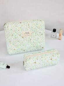 Bolsa de Maquiagem Portátil Feminina Vintage Floral, Bolsa de Armazenamento Multifuncional Leve Dobrável Acolchoada, Bolsa de Cosméticos de Viagem Conveniente, Adequada para Quarto, Penteadeira, Mesa de Maquiagem, Escritório, Uso em Festas, Pequeno Presente Fofo Surpresa - Multicolorido - Visão 13
