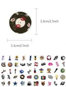 50Pcs Retro Millennium Pop Style Waterproof Stickers, Y2K Art Aesthetic Decals For Teens & Adults, Decor For Tumbler Laptop Luggage Scrapbook, Birthday Holiday Craft Gift Supplies - 50pcs - View 3