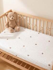1pc Soft & Comfortable Bear Plush Crib Fitted Sheet, Suitable For All Seasons - Multicolor - View 9