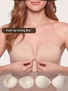 Lignisse Adhesive Strapless Push-Up Bra And Thickened Bra Combo, Invisible Backless Sticky Bra, Seamless Bra For Dresses & Gowns, Lingerie & Pasties - Multicolor - View 1