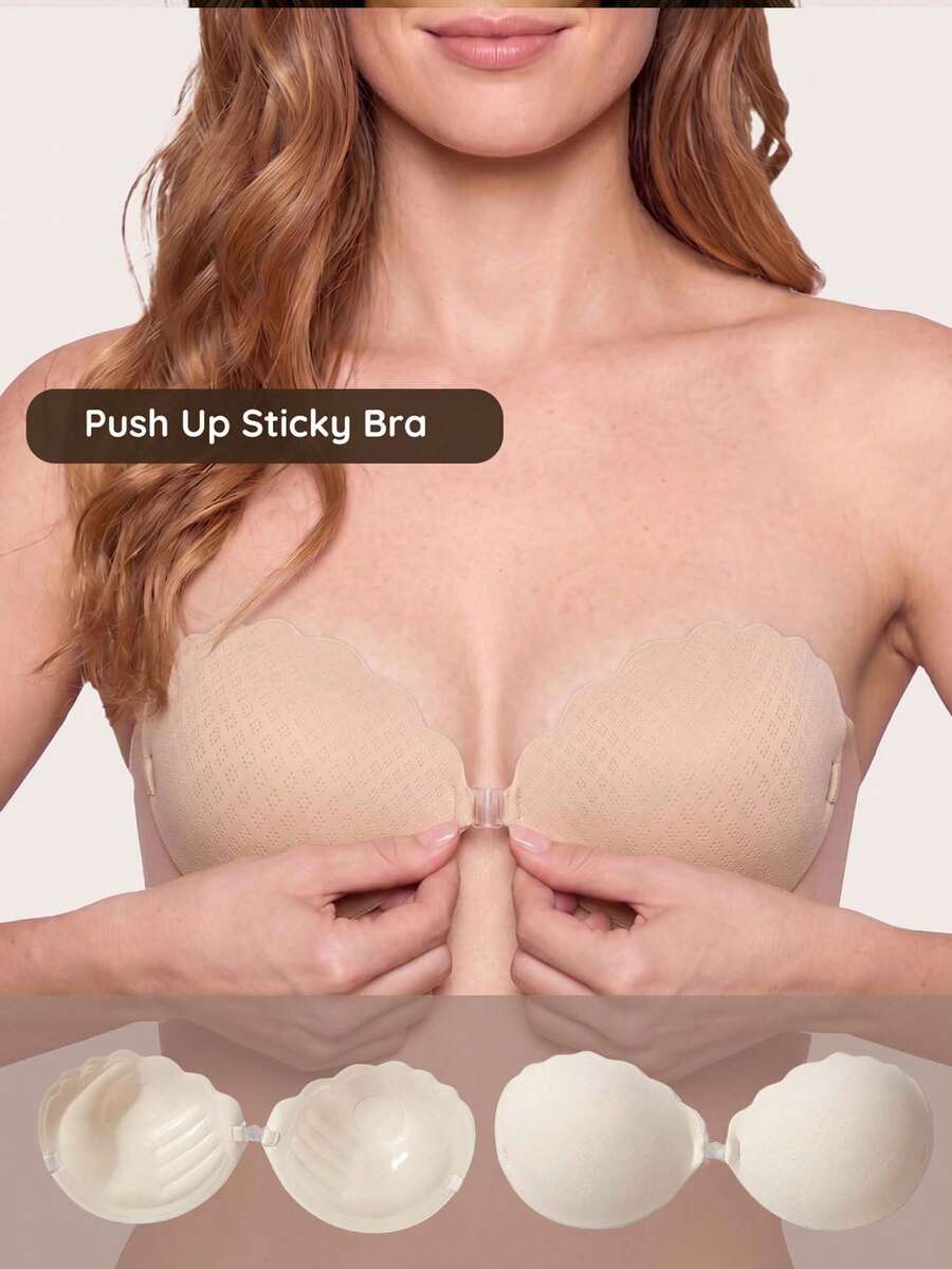Lignisse Adhesive Strapless Push-Up Bra And Thickened Bra Combo, Invisible Backless Sticky Bra, Seamless Bra For Dresses & Gowns, Lingerie & Pasties - Multicolor - View 1