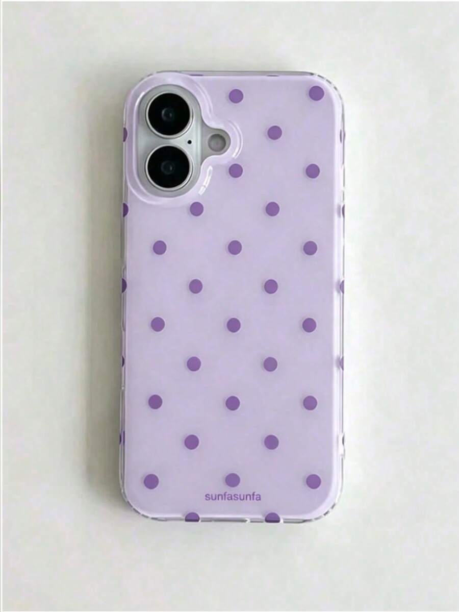 1件時尚手機殼,極簡可愛設計,黑白波點圖案,相容 iPhone 11 至 17 系列,17Pro Max 17pro 17 16promax 16pr 16plus 15proma 15pro 15 14promax 14pro 14 13promax 13pro 13 12promax 12pro 12 11 智慧型手機保護殼 - 紫色 - 查看 1
