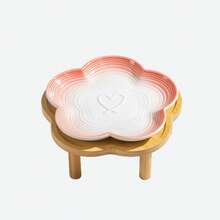 Flower Ceramic Feeding Cat Plate With Raised Bamboo Stand - 150ml - View 16