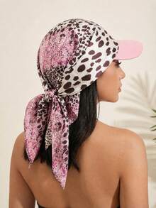 1pc Women's Bohemian Leopard/Paisley Print Satin Headscarf Hat, Silky Triangular Brim Sun Hat, Summer Sun Protection Headscarf, Suitable For Summer - Multicolor - View 13