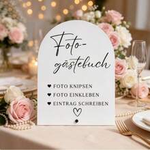 優雅婚禮與接待會裝飾牌，標題「Foto Gastebuch」，壓克力桌面展示牌 - 適用婚禮、生日、週年紀念 - 查看 1