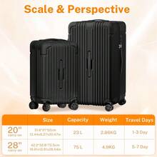 Equipaje de mano de PC+ABS con ruedas giratorias dobles, aprobado por aerolíneas, con candado TSA, maleta de viaje de 20 pulgadas, resistente, maleta de viaje para llevar a bordo - Negro - Ver 9
