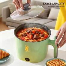 SOKANY Nồi điện mini chống dính cầm tay, nấu nhanh, điều chỉnh công suất, phù hợp cho ký túc xá, đồ dùng nhà bếp thiết yếu - Xanh lá đơn lớp - Xem 4