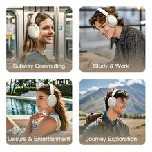 Moreka BL025 Auriculares Bluetooth 5.4 Inalámbricos, Driver de 40 mm, Sonido HiFi Estéreo, Cascos Plegables con Reducción Pasiva de Ruido, Micrófono Integrado, Hasta 12 Horas de Reproducción, Carga Tipo-C, Diadema Ajustable para Música, Juegos y Llamadas - Ver 4