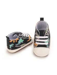 Infant Boys Cartoon Canvas Casual Sports Shoes, Soft Sole Comfortable First Walker Shoes For Newborns - Black - View 6