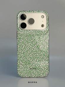 GIIPPA 1 Stück Handyhülle mit weißem Hintergrund und grünem dichtem Polka-Dot-Muster, kompatibel mit Handy 17 Pro Max, Handy 16 Pro Max, 15 Pro Max, 14 Pro Max, koreanischer Stil, hochwertige modische und lustige Handyhülle, kompatibel mit 11/12/13/14/15/16 Pro Max Plus, elegantes Design, geeignet für Männer und Frauen, perfektes Geschenk für die Freundin zu Weihnachten, Valentinstag, Ostern, Hochzeitssaison und Geburtstag! - Grün - Übersicht 1