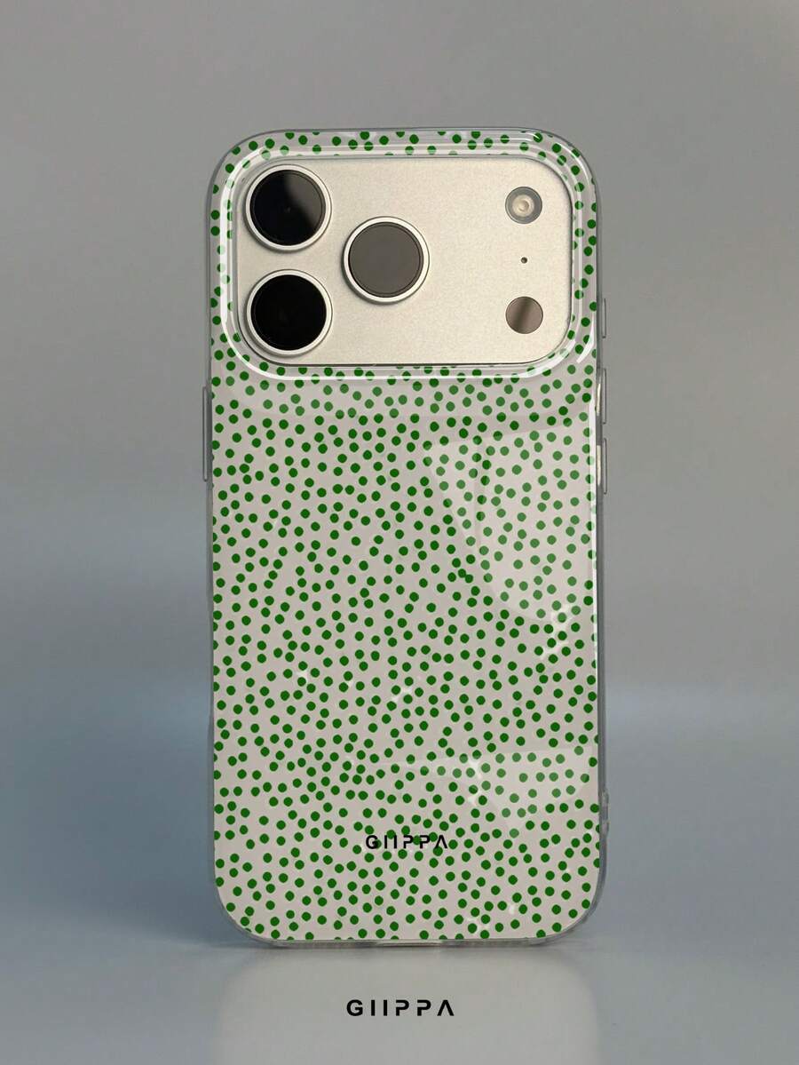 GIIPPA 1 Stück Handyhülle mit weißem Hintergrund und grünem dichtem Polka-Dot-Muster, kompatibel mit Handy 17 Pro Max, Handy 16 Pro Max, 15 Pro Max, 14 Pro Max, koreanischer Stil, hochwertige modische und lustige Handyhülle, kompatibel mit 11/12/13/14/15/16 Pro Max Plus, elegantes Design, geeignet für Männer und Frauen, perfektes Geschenk für die Freundin zu Weihnachten, Valentinstag, Ostern, Hochzeitssaison und Geburtstag! - Grün - Übersicht 1