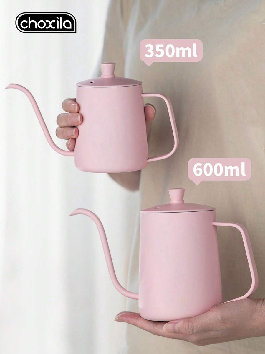 choxila 1pc Pink Stainless Steel Pour Over Coffee Pot With Lid, Coffee Pot, Drip Coffee Maker - 350ml/12oz, 600ml/20oz - Coffee Maker - View 1