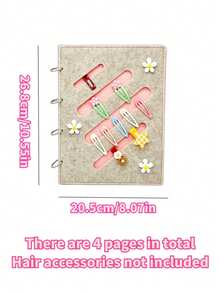 4-Page Felt Hair Accessory Organizer, Hair Clip Organizer, Jewelry Organizer - Multicolor - View 3