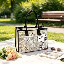 1件 Snoopy 帆布托特包，適合日常使用，極簡學生背包，節日禮物，生日禮物，開學禮物 - 多色 - 查看 4