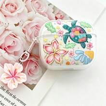 1pc Floral Painted Transparent Bracelet Style Fashion Bluetooth Earphone Case, Compatible With S4 Phone, Protective Shell, Apple Wireless Bluetooth Earphones, Glossy Finish, Pro2 Full Coverage Earphone Case, 3/2/1 Generation Anti-Drop Soft Shell Protective Cover - Multicolor - View 8