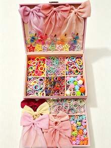 1158Pcs Girls Hair Accessories Set, Cute Bow Star Rhinestone Butterfly Hair Clips Elastic Hair Ties Heart Flower Mini Claws Daily Birthday Party Gift - Multicolor - View 1