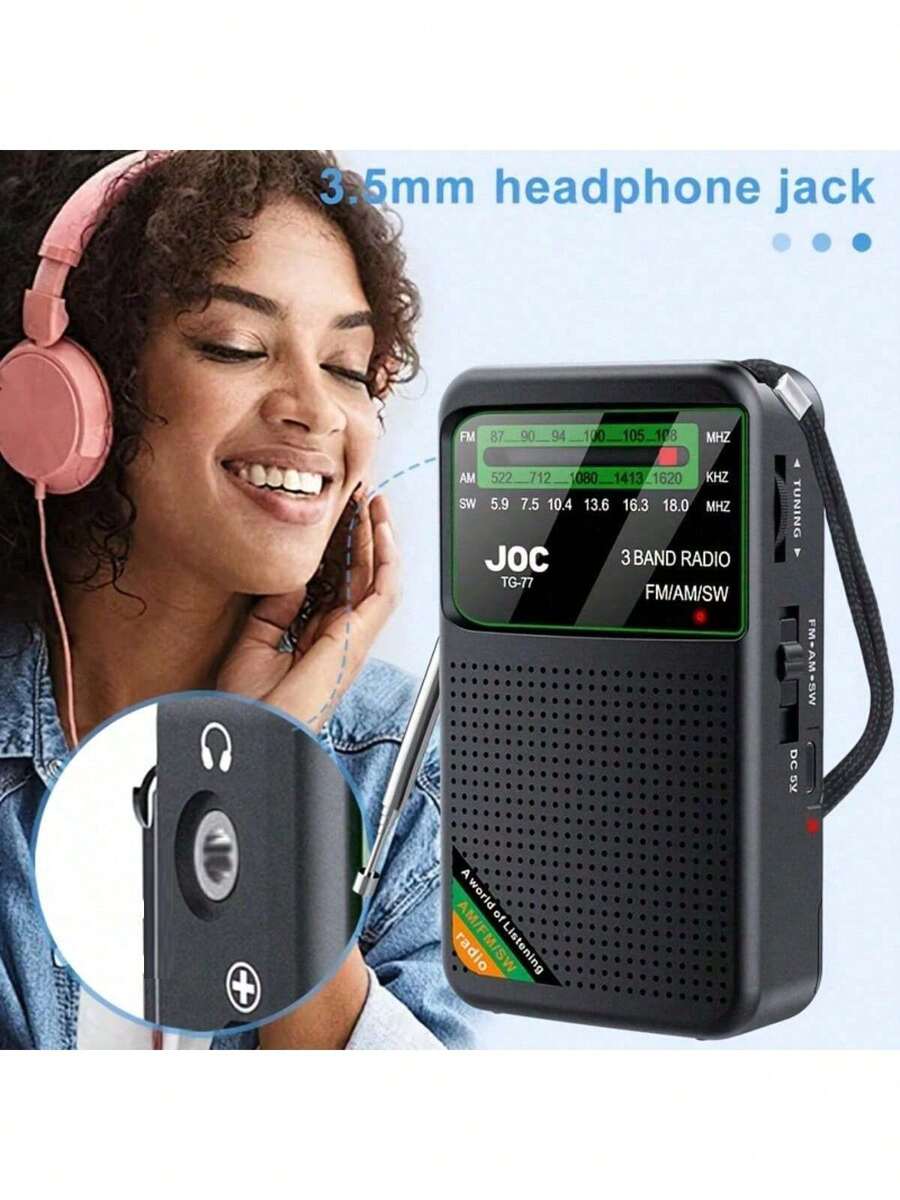 Emergency Pocket Radio - FM/AM/SW Bands, Rechargeable Long Battery Life & Super Strong Reception, USB Charging Portable Speaker Suitable For Indoor/Outdoor, Jogging, Gym, Camping, Outdoor Communication, Compact Design, Clear Sound Quality, 500mAh Battery - Multicolor - View 1