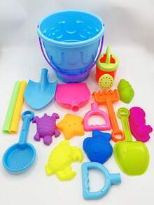 13pcs Kids Beach Toy Set, Sand Pit Toys With Bucket, Shovel, Rake, Sifter, Sand Castle Building Set, Outdoor Sand And Water Toys For Boys And Girls Birthday Gift (Random Color) - Multicolor - View 12