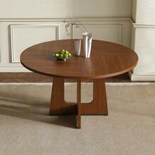 Modular Round Dining Table, 120 Cm Diameter And 76 Cm Height, Made Of MDF With Walnut Veneer, Comfortable Seating For 4 – Suitable For Dining Room, Kitchen, And Living Room - 棕色 - 查看 2